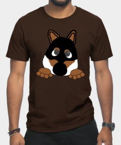 shiba black and tan peeking cartoon