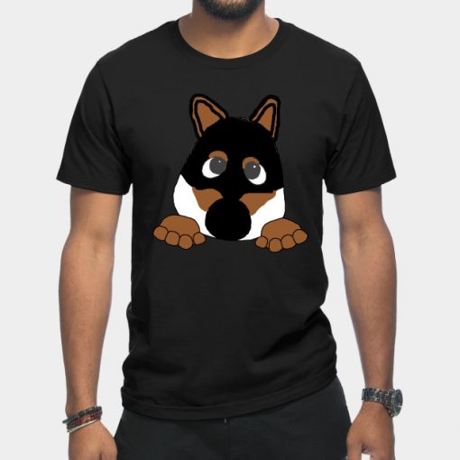 shiba black and tan peeking cartoon