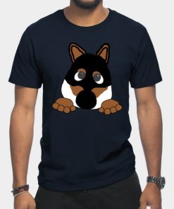 shiba black and tan peeking cartoon