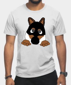 shiba black and tan peeking cartoon