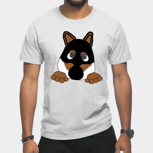 shiba black and tan peeking cartoon