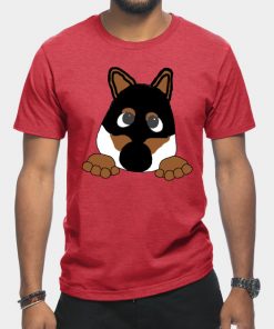 shiba black and tan peeking cartoon