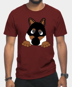 shiba black and tan peeking cartoon