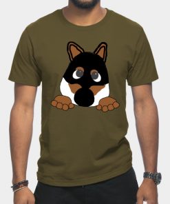 shiba black and tan peeking cartoon