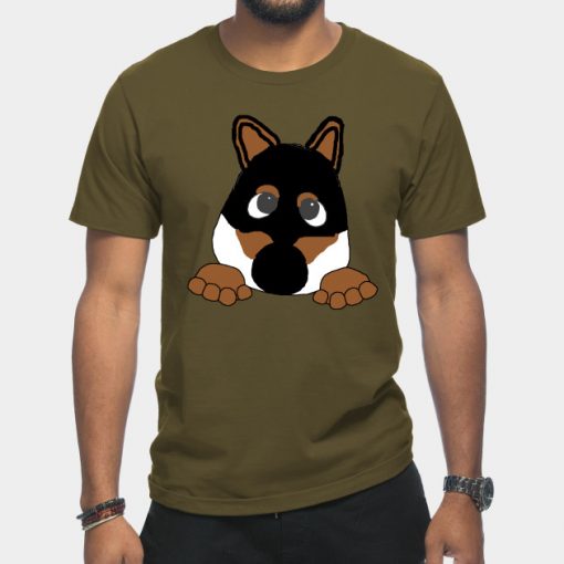 shiba black and tan peeking cartoon