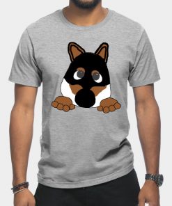 shiba black and tan peeking cartoon