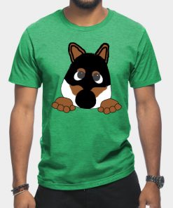 shiba black and tan peeking cartoon