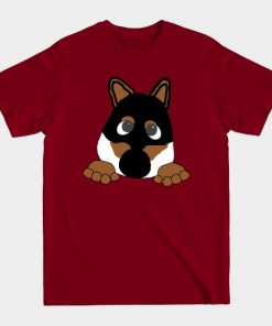 shiba black and tan peeking cartoon