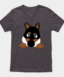 shiba black and tan peeking cartoon