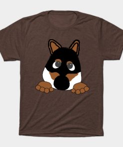 shiba black and tan peeking cartoon