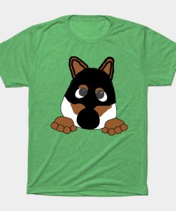 shiba black and tan peeking cartoon