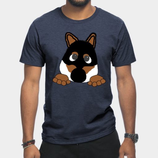 shiba black and tan peeking cartoon